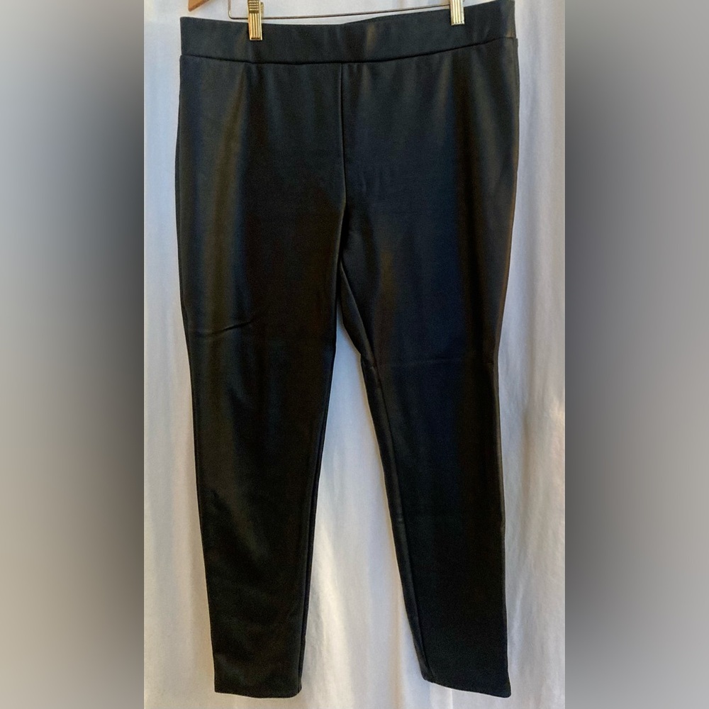 LOFT Black Faux Leather Pull On Leggings Size L